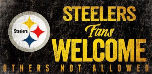 Pittsburgh Steelers Wood Sign - Fans Welcome 12"x6"