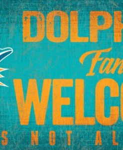 Miami Dolphins Wood Sign - Fans Welcome 12"x6"