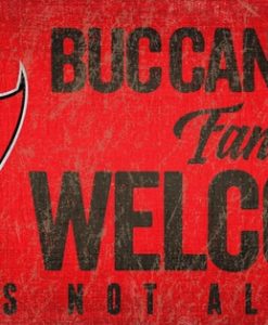 Tampa Bay Buccaneers Wood Sign - Fans Welcome 12"x6"