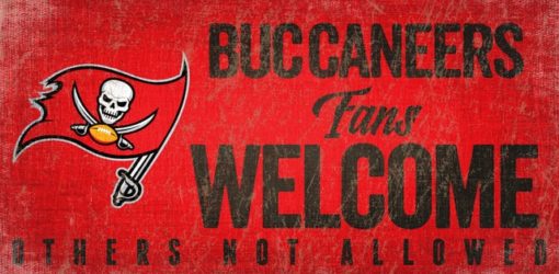 Tampa Bay Buccaneers Wood Sign - Fans Welcome 12"x6"