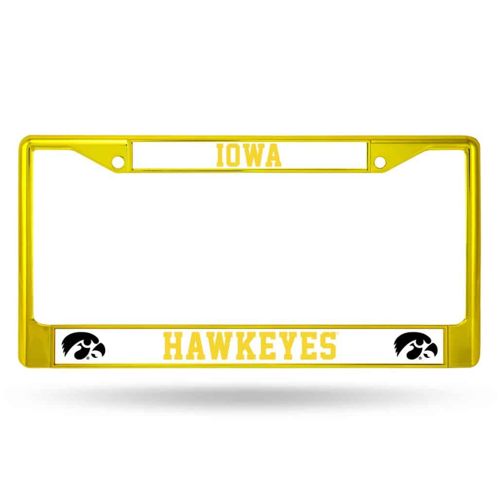 Hawkeyes Metal License Plate Frame - Yellow