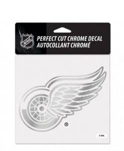 Detroit Red Wings 6x6 Chrome Silver Auto Decal