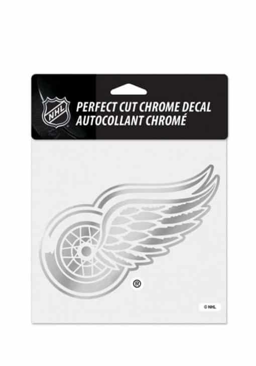 Detroit Red Wings 6x6 Chrome Silver Auto Decal