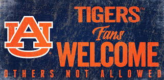 Auburn Tigers Wood Sign - Fans Welcome 12"x6"