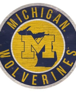 Michigan Wolverines Sign Wood 12 Inch Round State Design