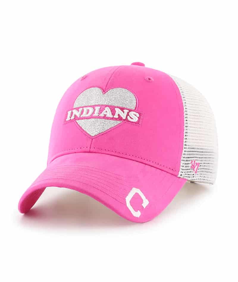 Cleveland Indians KIDS Girls 47 Brand Pink Sweetheart Mesh Snapback Hat ...