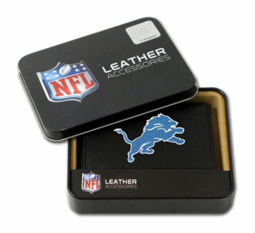 Detroit Lions Wallet Trifold Leather Embroidered