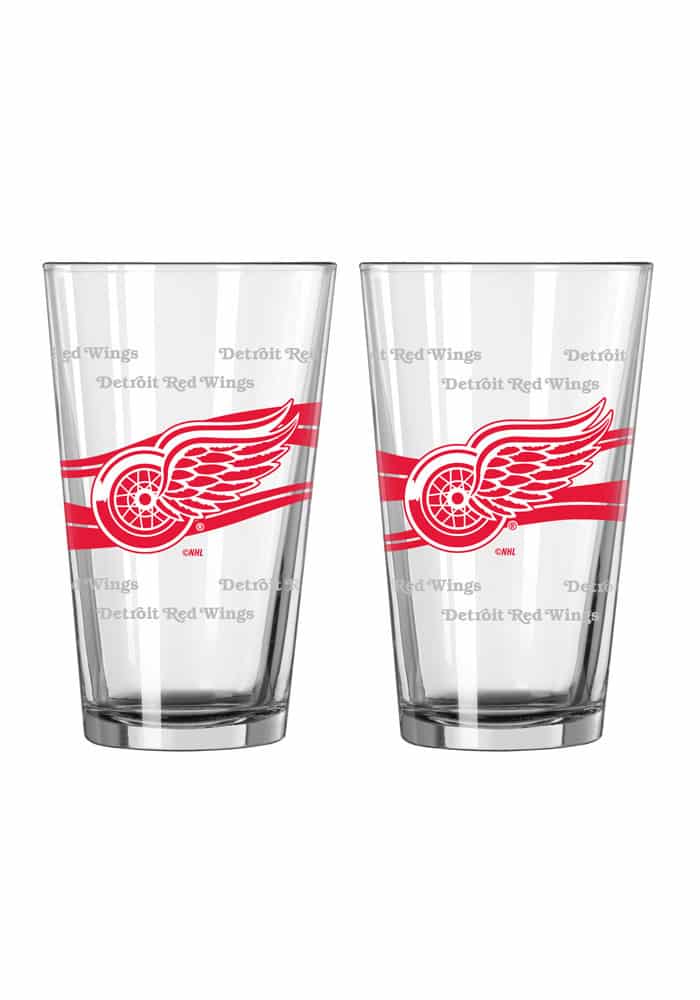 Detroit Red Wings Satin Etch Pint Glass Set