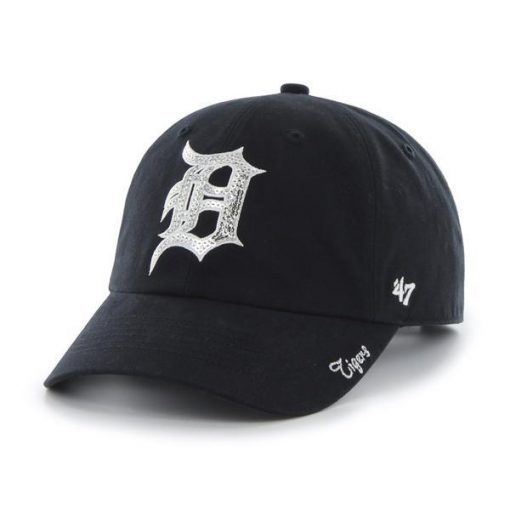 Detroit Tigers Women's 47 Brand Sparkle Navy Clean Up Adjustable Hat