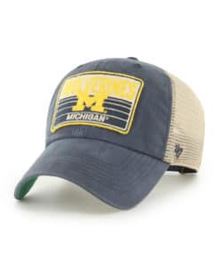 Michigan Wolverines 47 Brand Vintage Navy Khaki Mesh Clean Up Snapback Hat