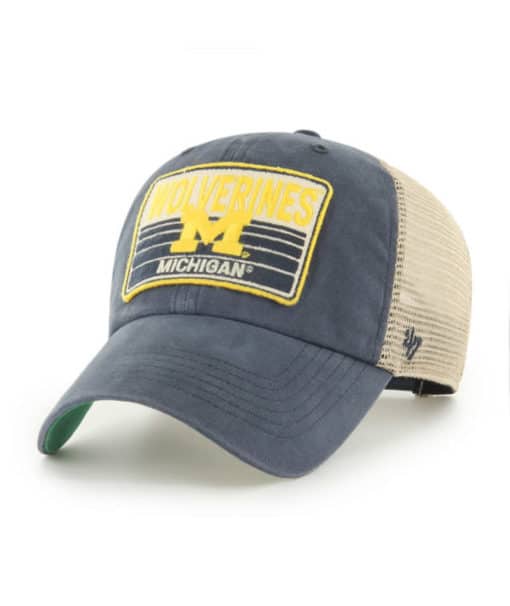 Michigan Wolverines 47 Brand Vintage Navy Khaki Mesh Clean Up Snapback Hat