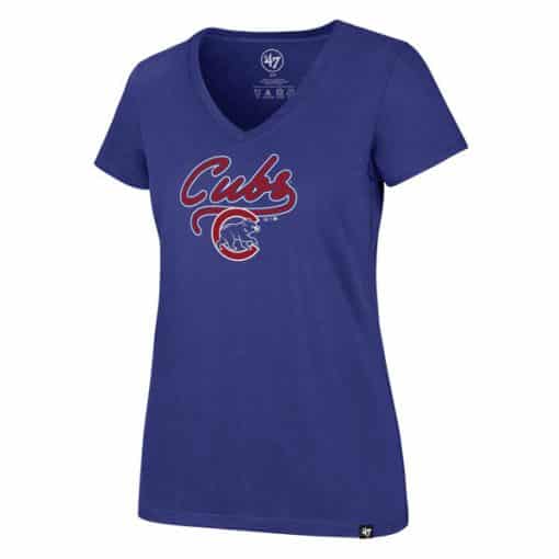 Chicago Cubs Women's 47 Brand Blue Classic V-Neck T-Shirt Tee