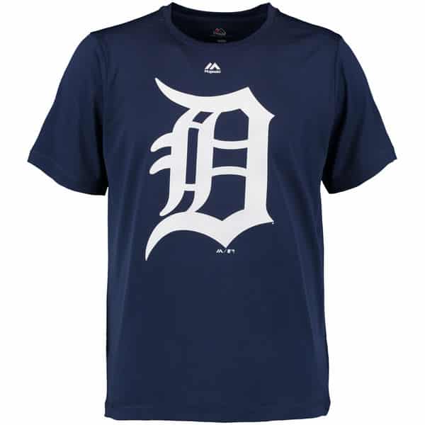 Detroit Tigers Majestic Navy Synthetic Official Logo TShirt Detroit