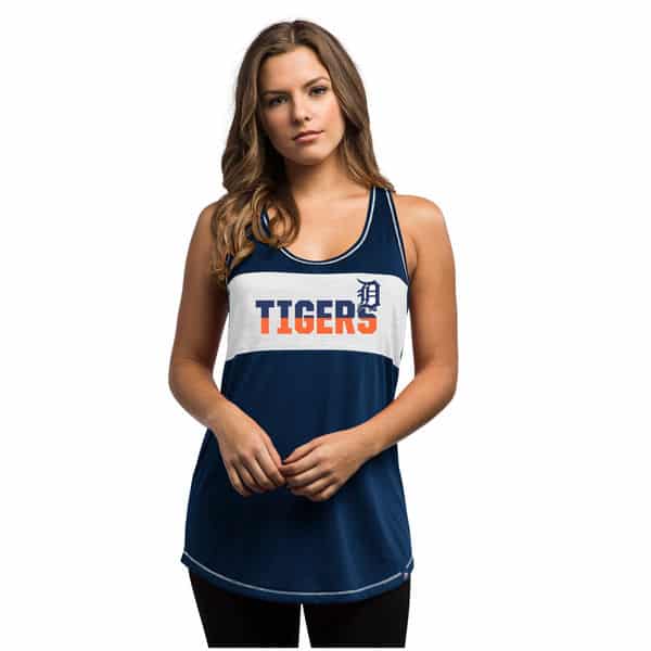 Detroit Tigers Womens Majestic Game Time Glitz Tank Top