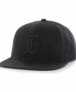 Detroit Tigers All Black Sure Shot Snapback Adjustable Hat