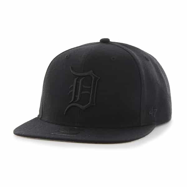 Detroit Tigers All Black Sure Shot Snapback Adjustable Hat