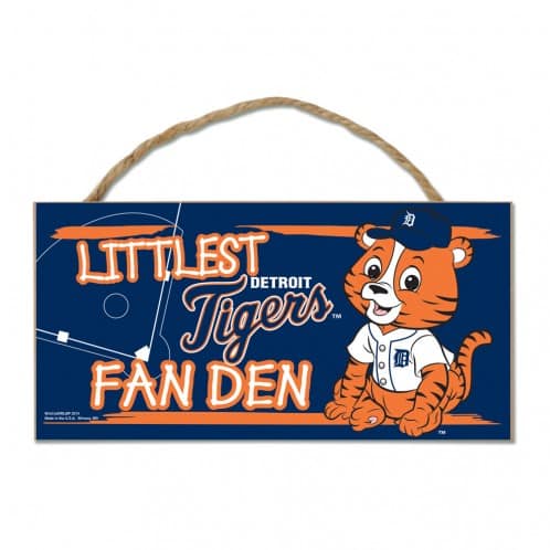 Detroit Tigers Littlest Fan Den Wood Sign