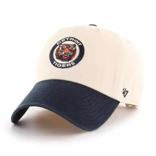 Detroit Tigers 47 Brand Cooperstown Natural Navy Clean Up Adjustable Hat