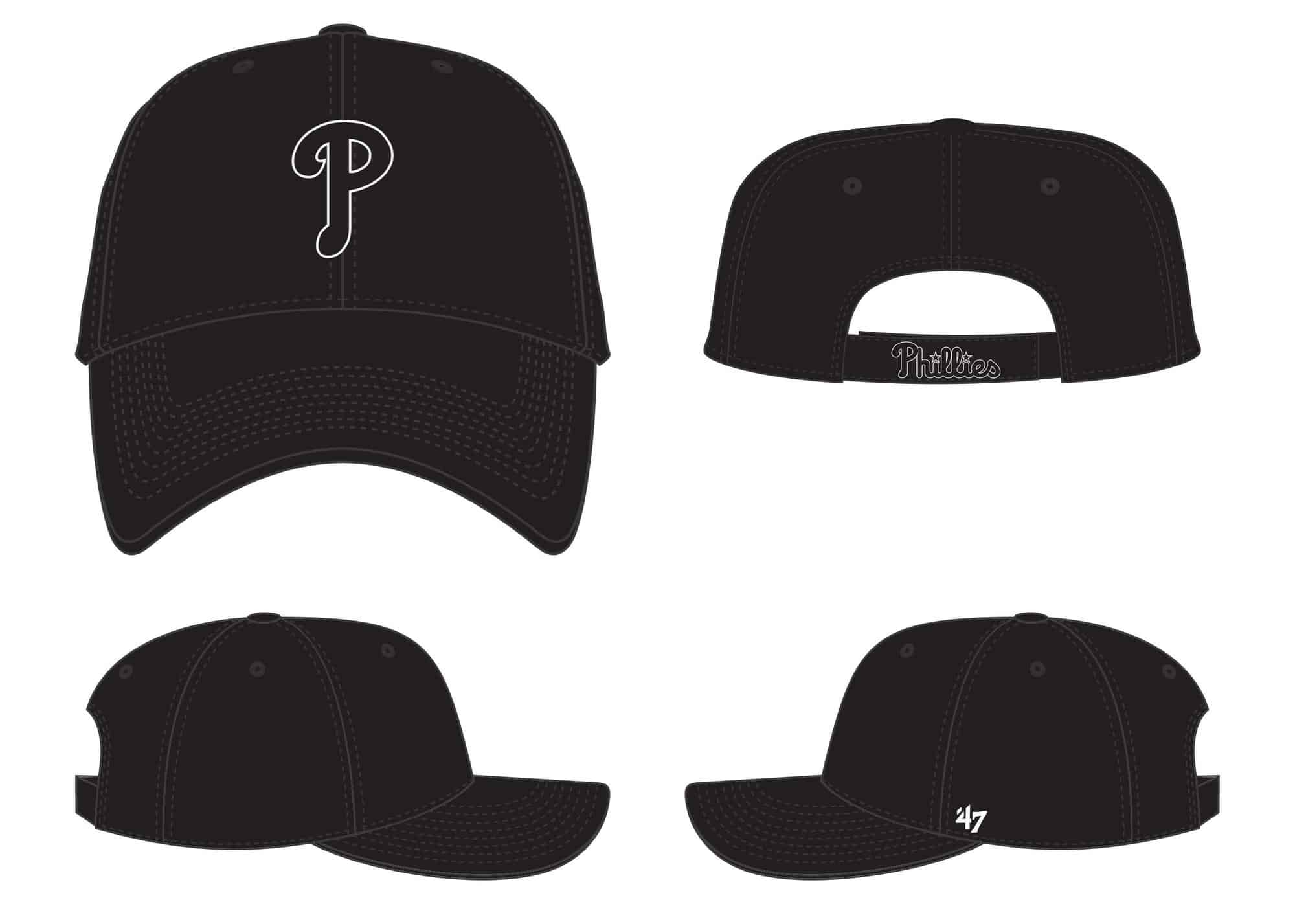 Philadelphia Phillies 47 Brand Black MVP Adjustable Hat - Detroit Game Gear