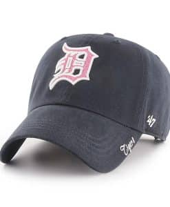 Detroit Tigers Women's 47 Brand Navy Pink Sparkle Clean Up Adjustable Hat