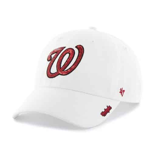 Washington Nationals Women's 47 Brand Sparkle White Clean Up Hat