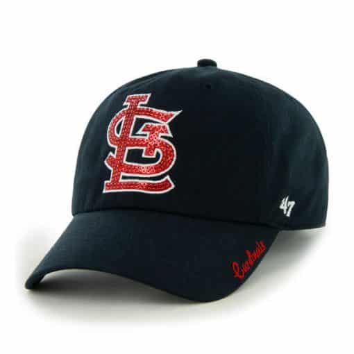 St. Louis Cardinals Women's 47 Brand Sparkle Navy Clean Up Adjustable Hat