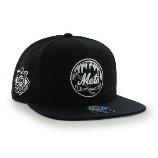 New York Mets 47 Brand Black Sure Shot Snapback Hat
