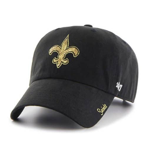 New Orleans Saints Women's 47 Brand Black Sparkle Team Color Clean Up Hat