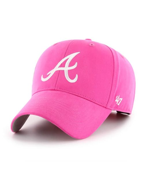 Atlanta Braves YOUTH Girls 47 Brand Bright Pink MVP Adjustable Hat