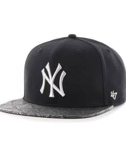 New York Yankees Constrictor Metallic Captain Black 47 Brand Adjustable Hat