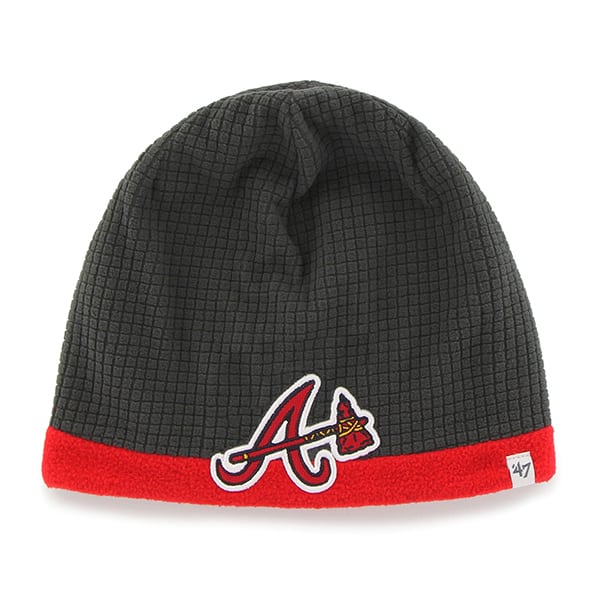 Atlanta Braves Grid Fleece Beanie Charcoal 47 Brand YOUTH Hat