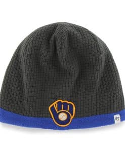 Milwaukee Brewers Grid Fleece Beanie Charcoal 47 Brand YOUTH Hat