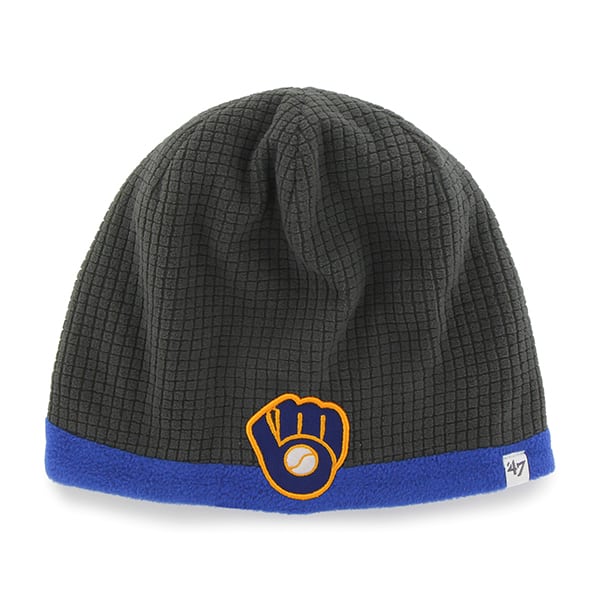 Milwaukee Brewers Grid Fleece Beanie Charcoal 47 Brand YOUTH Hat