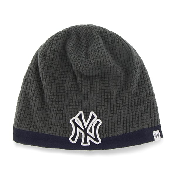 NY Yankees Grid Fleece Beanie Charcoal 47 Brand YOUTH Hat