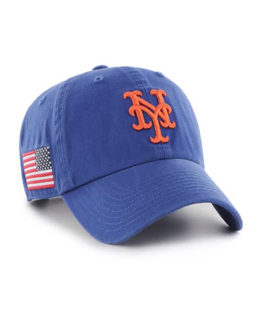 New York Mets 47 Brand USA Flag Heritage Blue Clean Up Adjustable Hat