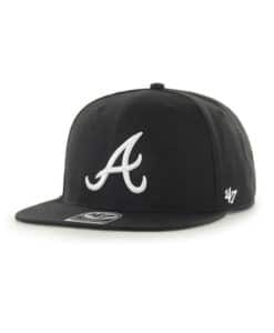 Atlanta Braves 47 Brand Black No Shot Snapback Hat