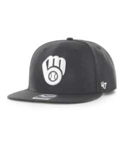 Milwaukee Brewers 47 Brand Black No Shot Snapback Hat