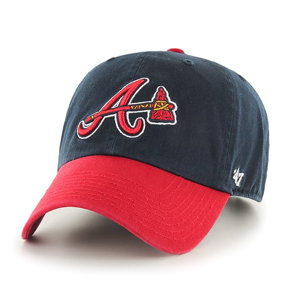 Atlanta Braves YOUTH 47 Brand Classic Navy Red Clean Up Adjustable Hat
