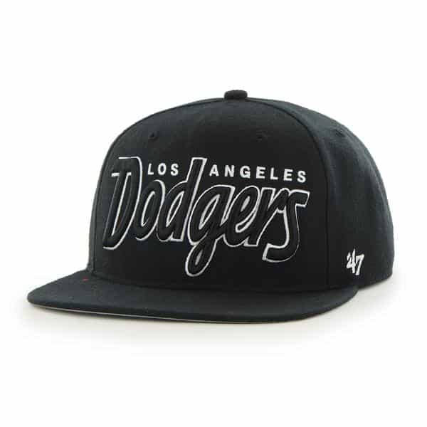 Los Angeles Dodgers Retroscript Blackout Black 47 Brand Adjustable Hat ...