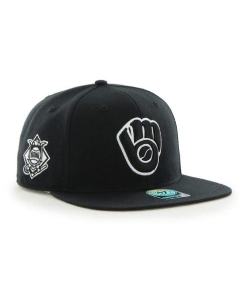 Milwaukee Brewers 47 Brand Black Sure Shot Snapback Hat