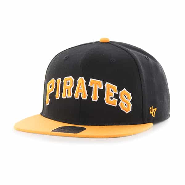 Pittsburgh Pirates Script Side Two Tone Captain Black 47 Brand Adjustable Hat