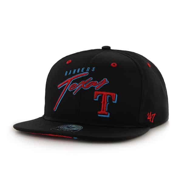 Texas Rangers Sweet Cheese Logo Black 47 Brand Adjustable Hat