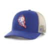 New York Mets 47 Brand Batting Practice Trucker Blue Khaki Mesh Snapback Hat