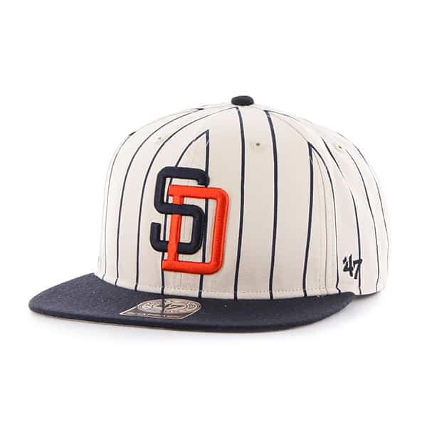 San Diego Padres Pinstripe Captain Natural 47 Brand Adjustable Hat