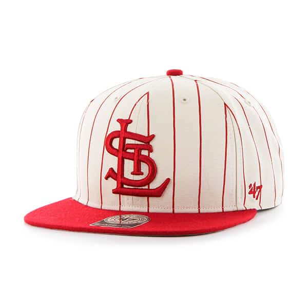 St. Louis Cardinals Pinstripe Captain Natural 47 Brand Adjustable Hat