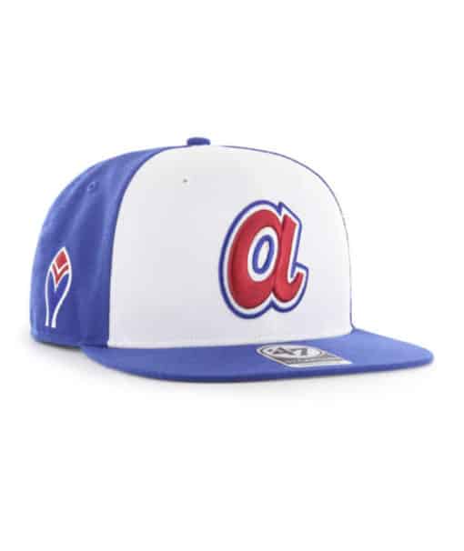 Atlanta Braves 47 Brand Cooperstown Blue White Red Sure Shot Snapback Hat