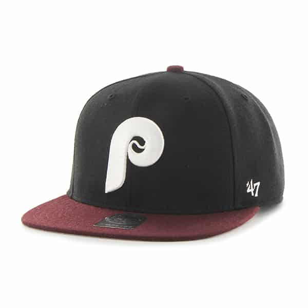 Philadelphia Phillies Sure Shot Two Tone Captain Black 47 Brand Adjustable Hat
