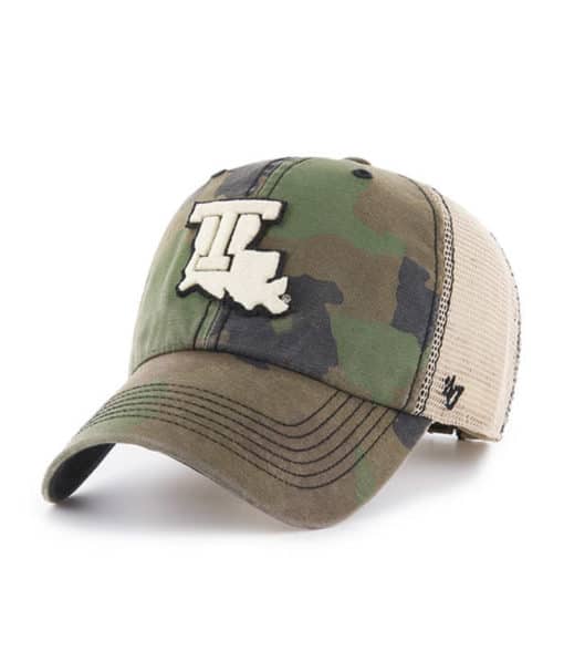Louisiana Tech Bulldogs 47 Brand Burnett Frontline Green Camo Clean Up Adjustable Hat