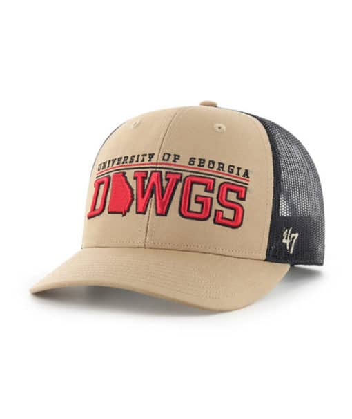 Georgia Bulldogs 47 Brand State Khaki Trucker Black Mesh Snapback Hat - Image 3
