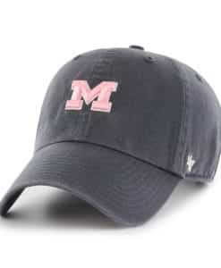 Michigan Wolverines Women's 47 Brand Pink Vintage Navy Clean Up Adjustable Hat